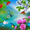 Flowers With Butterflies Diamond Painting