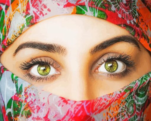 Green Arab Girl Eyes Diamond Painting