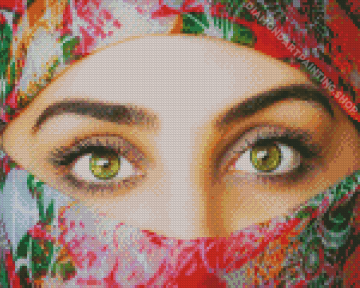 Green Arab Girl Eyes Diamond Painting