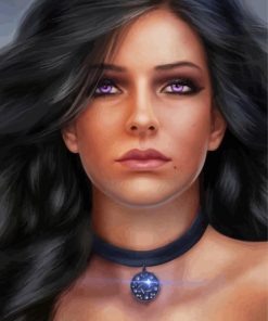 Lady With Purple Eyes Diamond Painting