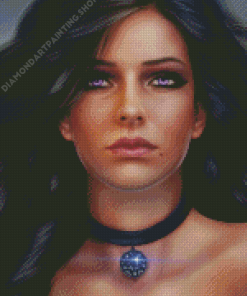 Lady With Purple Eyes Diamond Painting