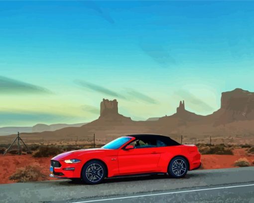 Luxury Red Mustang Gt Car Diamond Painting