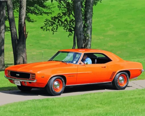 Orange 69 Camaro Diamond Painting