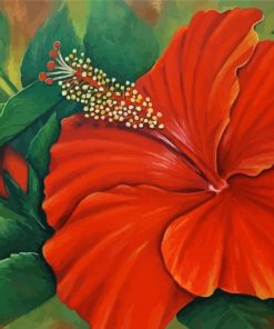 Orange Hibiscus Diamond Painting