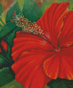 Orange Hibiscus Diamond Painting