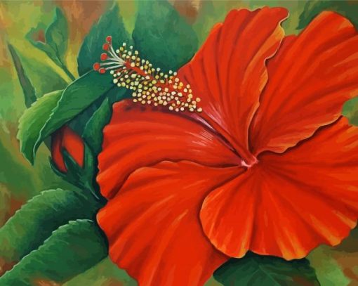 Orange Hibiscus Diamond Painting