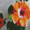 Orange Hibiscus Flowers Diamond Painting