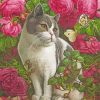 Pink Flowers Cat Yana Movchan Diamond Painting