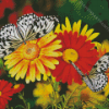 Red And Yellow Flowers With Butterflies Diamond Painting