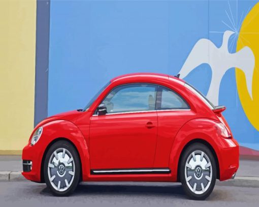 Red Volkswagen Bug Car Diamond Painting