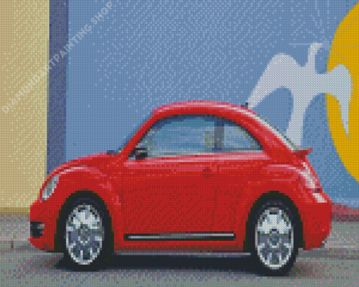 Red Volkswagen Bug Car Diamond Painting