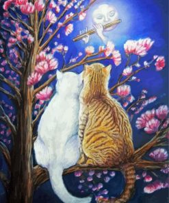 Romantic Cat Art Moonlight Diamond Painting