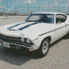 White 1969 Chevy Chevelle Diamond Painting