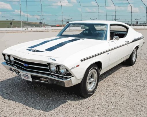 White 1969 Chevy Chevelle Diamond Painting