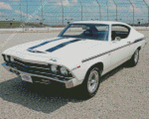 White 1969 Chevy Chevelle Diamond Painting