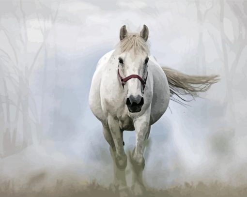 White Mare Horse Diamond Painting