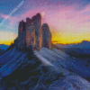 Beautiful Sunset In Tre Cime Di Lavaredo Mountains Diamond Painting