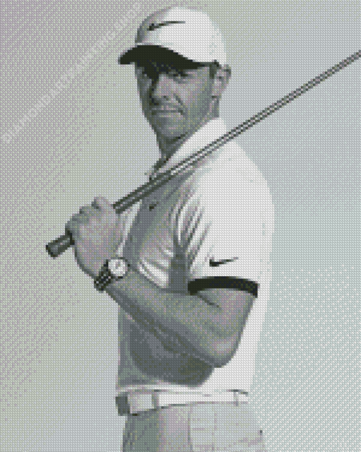 Black And White Rory McIlroy Diamond Painting