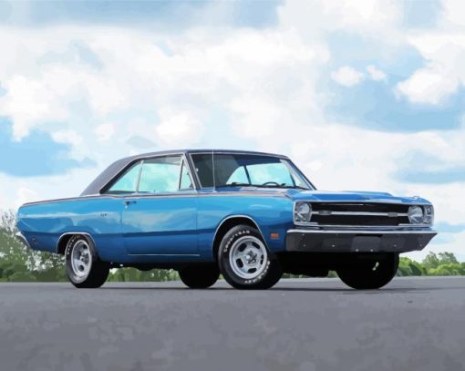 Blue Classic Dodge Dart Diamond Painting