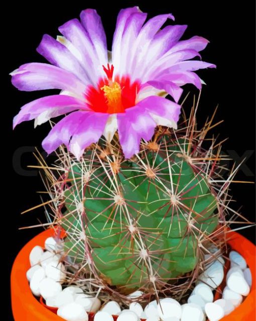 Cactus And Purple Flower Diamond Painting