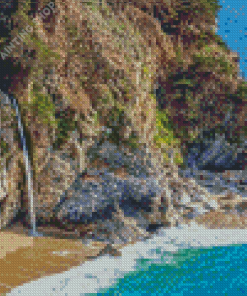 California Waterfall Beach Scene Diamond Painting