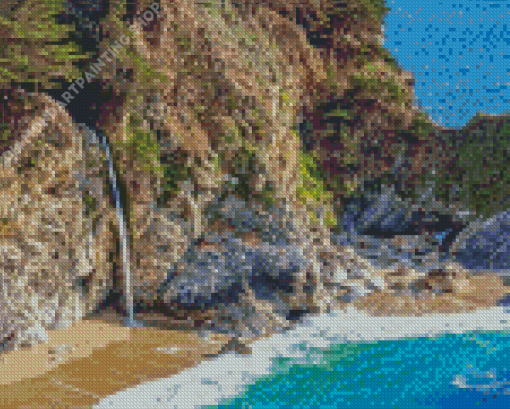 California Waterfall Beach Scene Diamond Painting