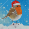 Christmas Robin In Snow Diamond Painting