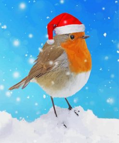 Christmas Robin In Snow Diamond Painting