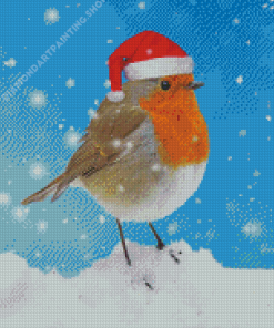 Christmas Robin In Snow Diamond Painting