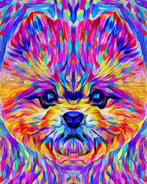 Colorful Pomeranian Dog Art Diamond Painting