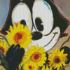 Felix The Cat And Sunflowers Diamond Painting