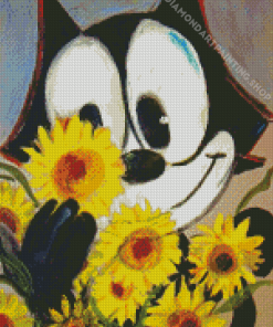 Felix The Cat And Sunflowers Diamond Painting