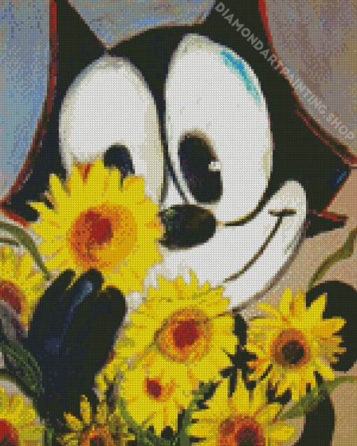 Felix The Cat And Sunflowers Diamond Painting