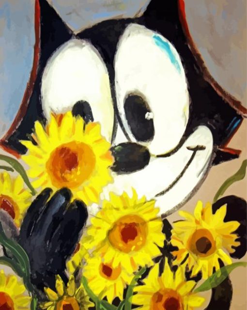 Felix The Cat And Sunflowers Diamond Painting