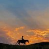 Girl Riding A Horse Sunset Silhouette Diamond Painting