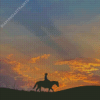 Girl Riding A Horse Sunset Silhouette Diamond Painting