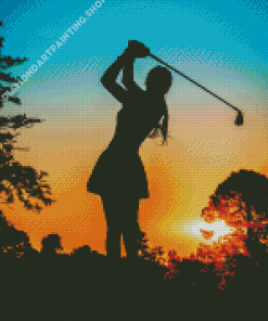 Golf Lady Silhouette Diamond Painting