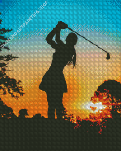 Golf Lady Silhouette Diamond Painting