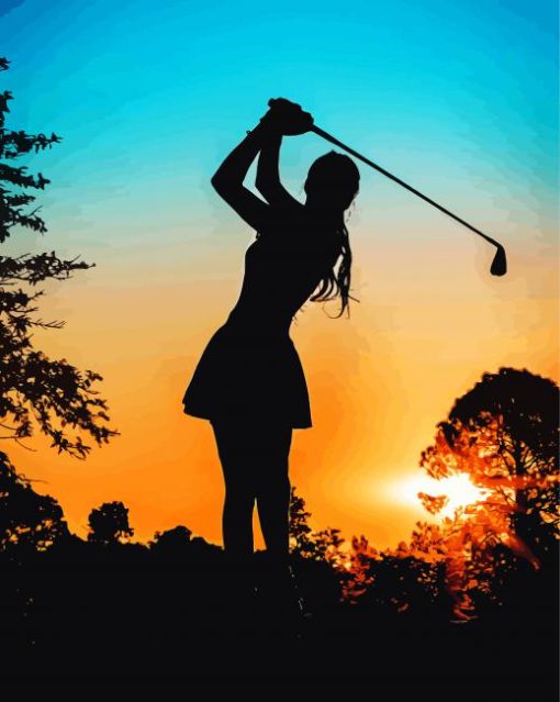 Golf Lady Silhouette Diamond Painting