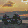 Honda Gold Wing Motorcycle At Sunset Diamond Painting