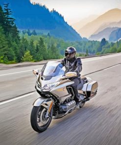 Honda Gold Wing Motorcycle On Road Diamond Painting