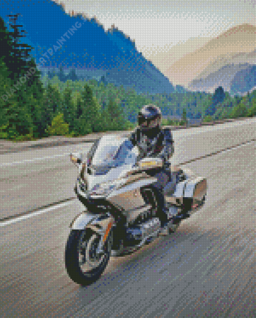 Honda Gold Wing Motorcycle On Road Diamond Painting