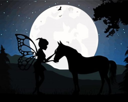 Horse And Fairy Silhouette Diamond Painting