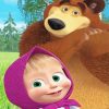 Masha And The Bear Cartoon Character Diamond Painting