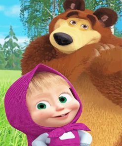 Masha And The Bear Cartoon Character Diamond Painting