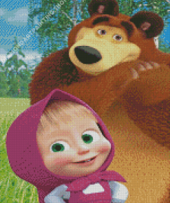 Masha And The Bear Cartoon Character Diamond Painting