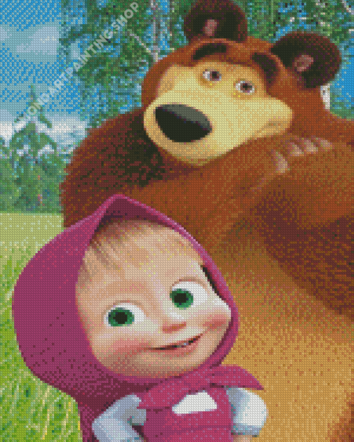 Masha And The Bear Cartoon Character Diamond Painting