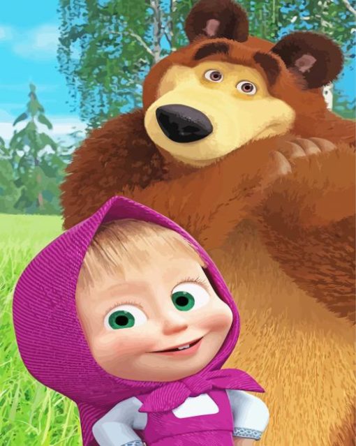 Masha And The Bear Cartoon Character Diamond Painting