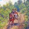 Old Couple On Horse Carriage Diamond Painting