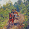 Old Couple On Horse Carriage Diamond Painting